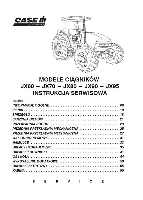 CASE JX60 JX70 JX80 JX95 INSTRUKCJA NAPRAW