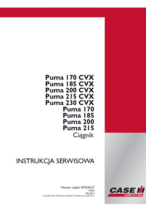 CASE PUMA 170- 230 ZWYKŁA i CVX INSTRUKCJA NAPRAW