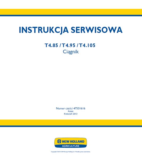 NEW HOLLAND T4.85 T4.95 T4.105 instrukcja napraw